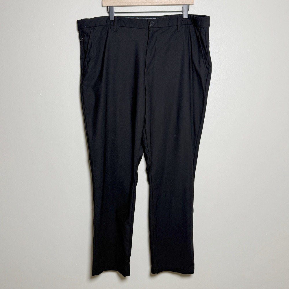 Chaps Golf Mens Performance Pants‎ 42 Black Flat Front Tech Pocket Active